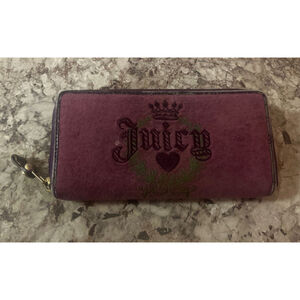 Juicy Couture Womens Purple Vintage Wallet Velour Logo *FLAWED* Read Description